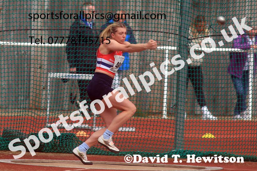 Womens Under-20s hammer, 2024 Northern Senior and Under-20s Track and Field Champs, Middlesbrough.  Photo: David T. Hewitson/Sports for All Pics